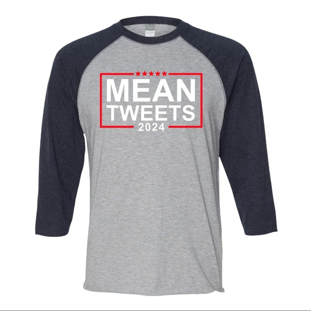 NEW LAT Apparel Unisex 3/4 Sleeve “Mean Tweets 2024” Baseball Shirt